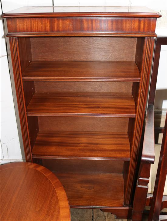 Small inlaid mahogany open bookcase
